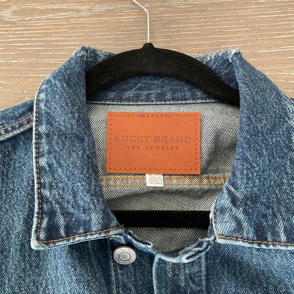 Lucky Brand, distressed blue denim jacket, size large/extra large - Picture 3 of 3